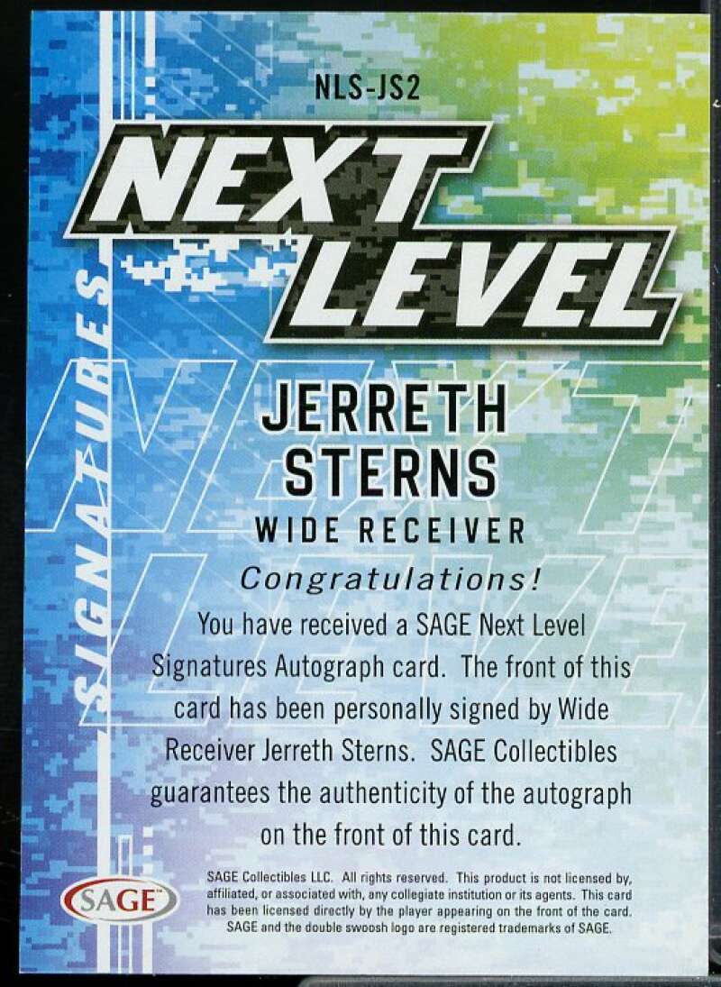 Jerreth Sterns Rookie Card 2022 SAGE HIT Next Level Autographs Red #NLSJS2  Image 2