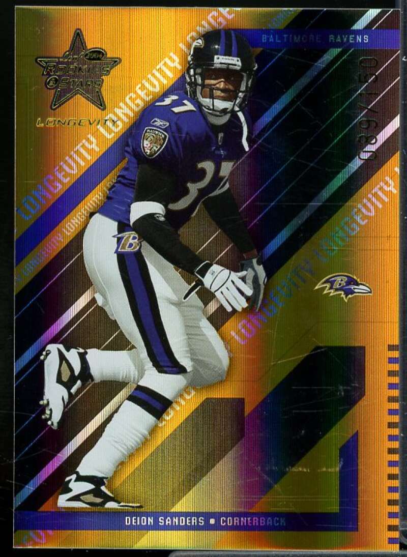 Deion Sanders Card 2004 Leaf Rookies Stars Longevity Gold #50  Image 1
