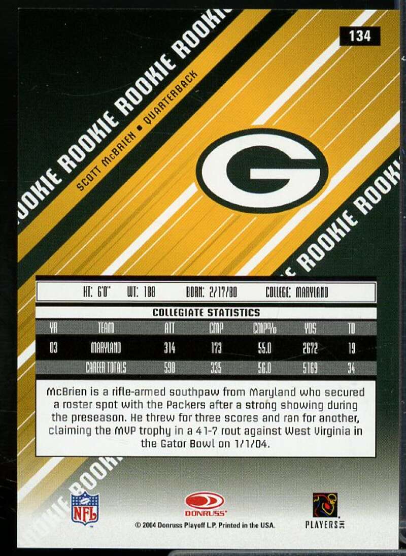 Scott McBrien Rookie Card 2004 Leaf Rookies and Stars Longevity Emerald #134  Image 2