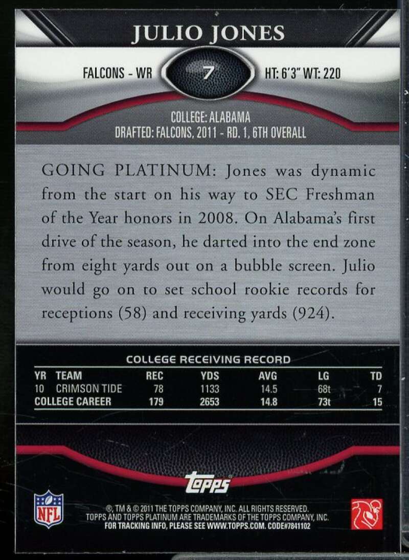 Julio Jones Card 2011 Topps Platinum Xfractors #7  Image 2