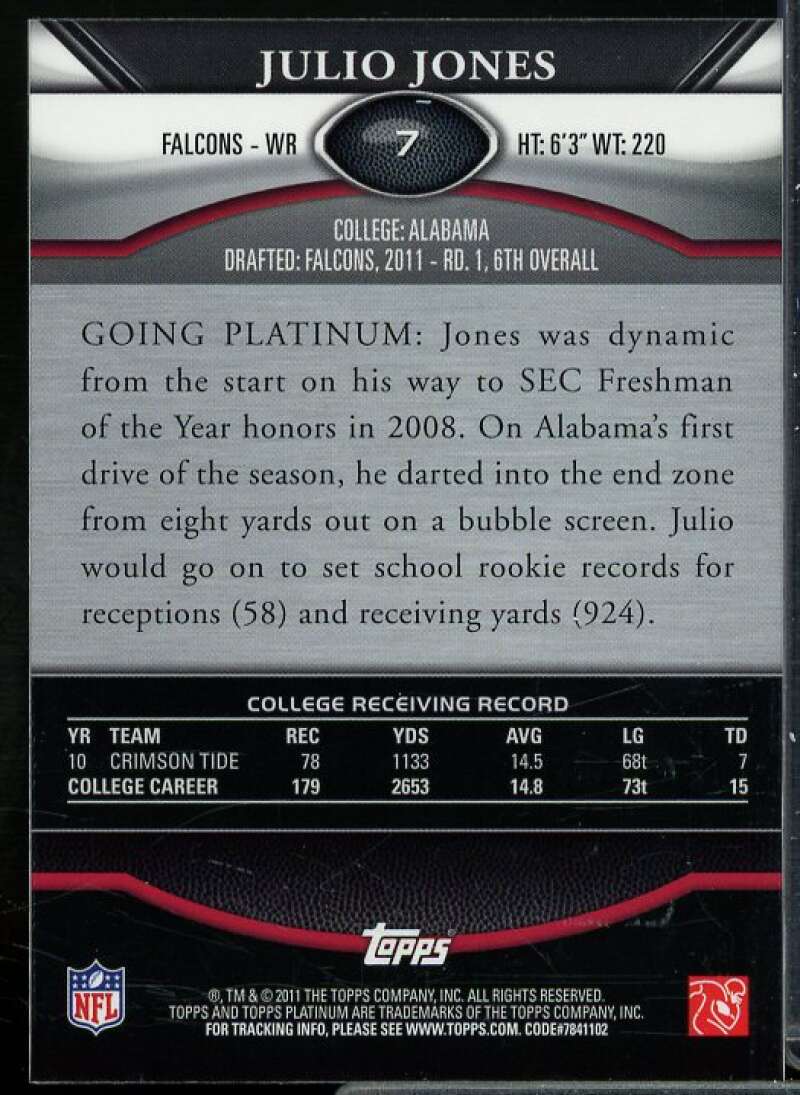 Julio Jones Card 2011 Topps Platinum Xfractors #7  Image 2