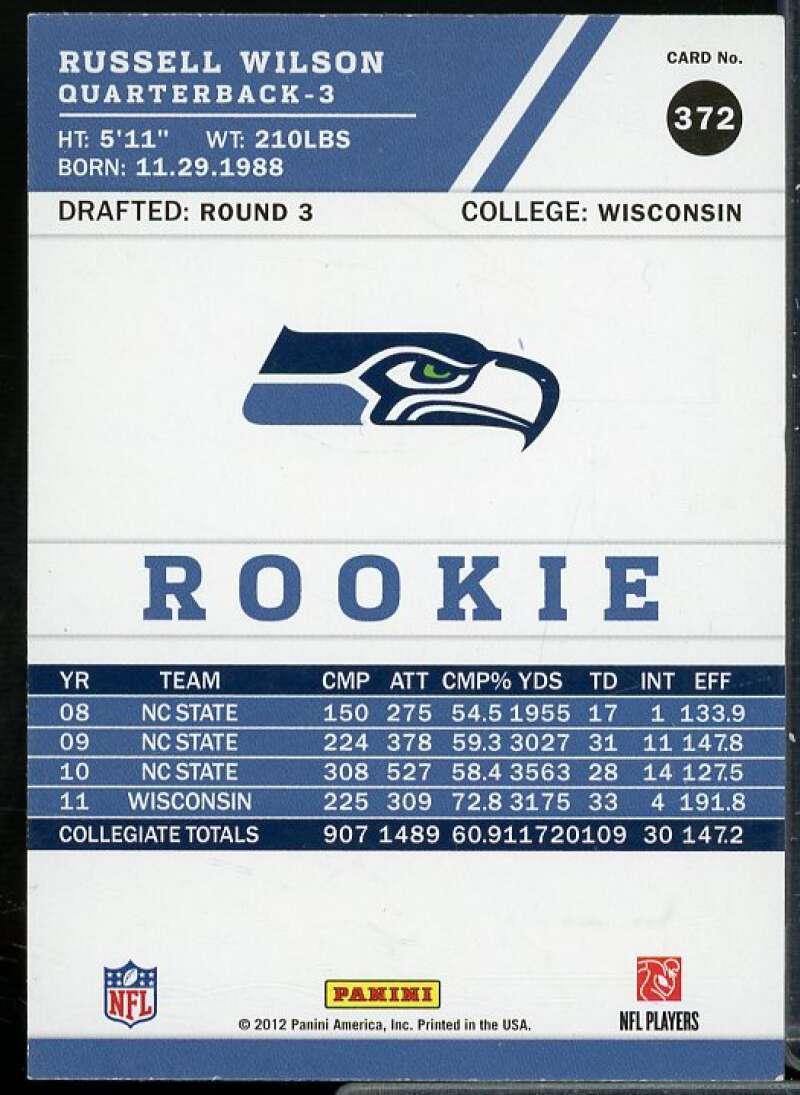 Russell Wilson Rookie Card 2012 Score #372A  Image 2