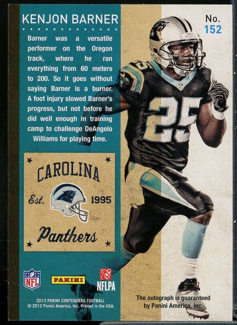 Kenjon Barner AU Rookie Card 2013 Panini Contenders #152A  Image 2