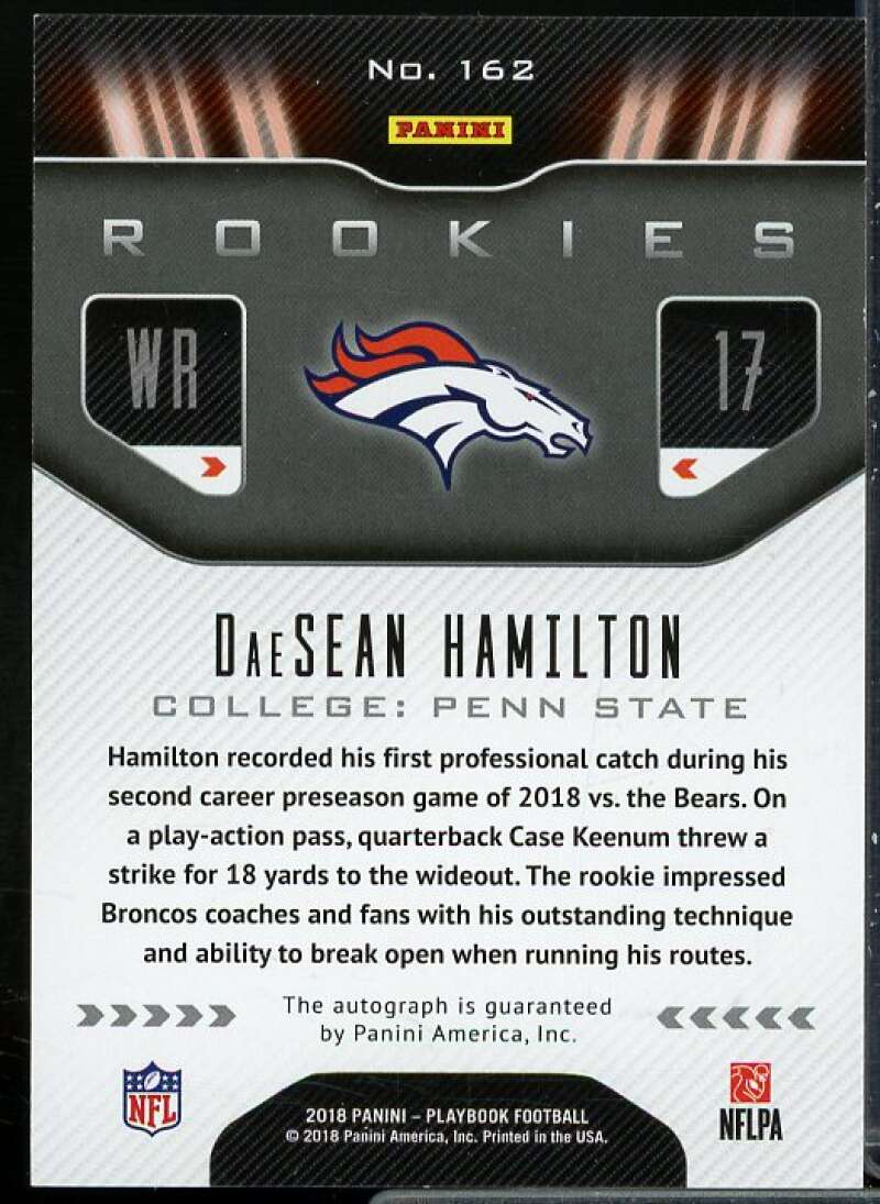 DaeSean Hamilton Rookie Card 2018 Panini Playbook Rookie Signatures Green #162  Image 2