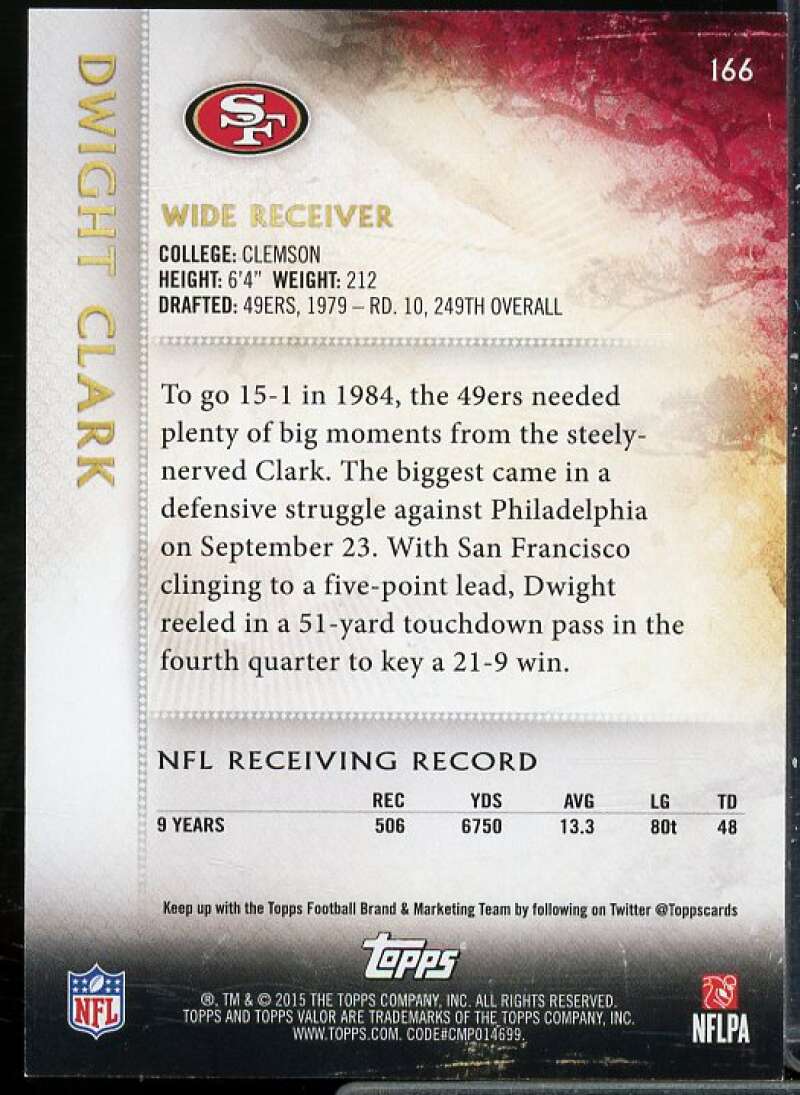 Dwight Clark Card 2015 Topps Valor Valor #166  Image 2