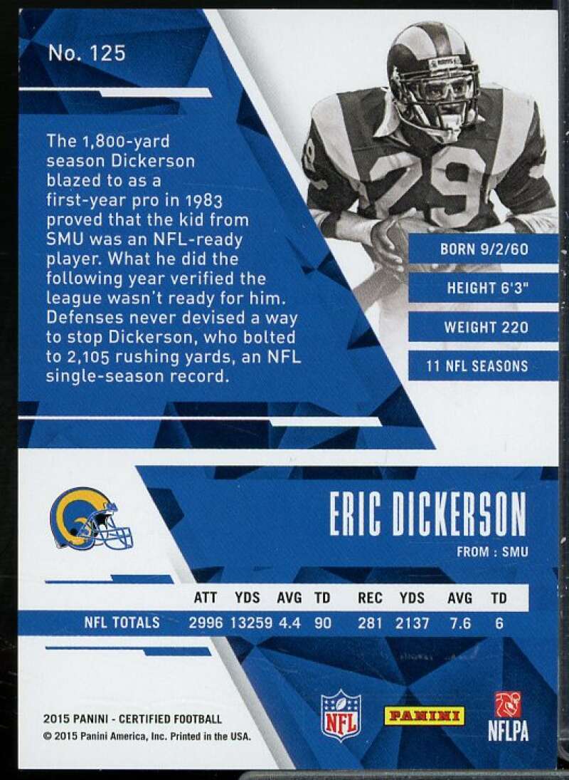 Eric Dickerson IMM Card 2015 Certified Mirror Red #125  Image 2