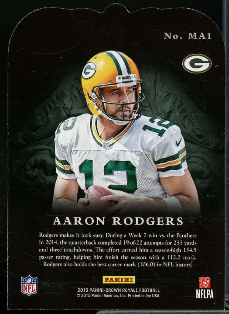Aaron Rodgers Card 2015 Crown Royale Men at Arms Green #MA1  Image 2