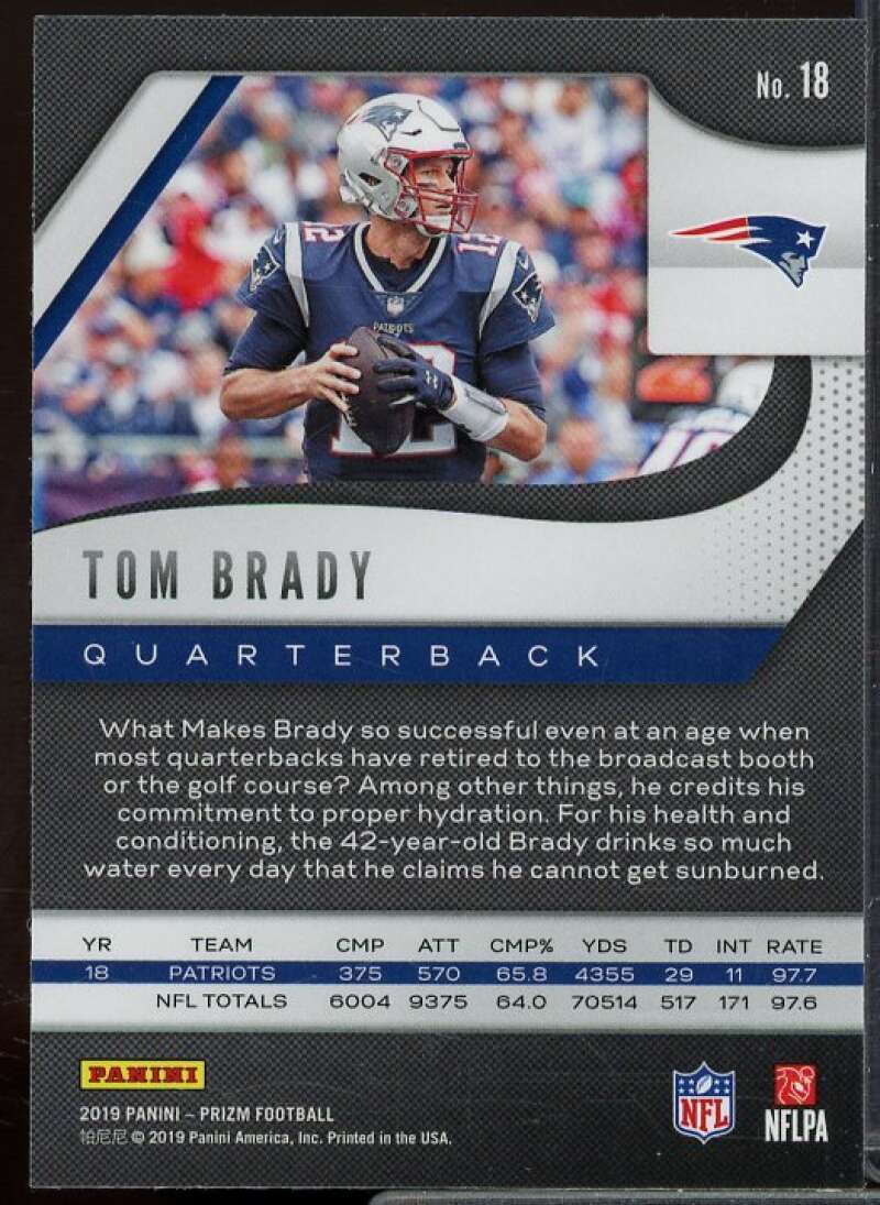 Tom Brady Card 2019 Panini Prizm #18  Image 2