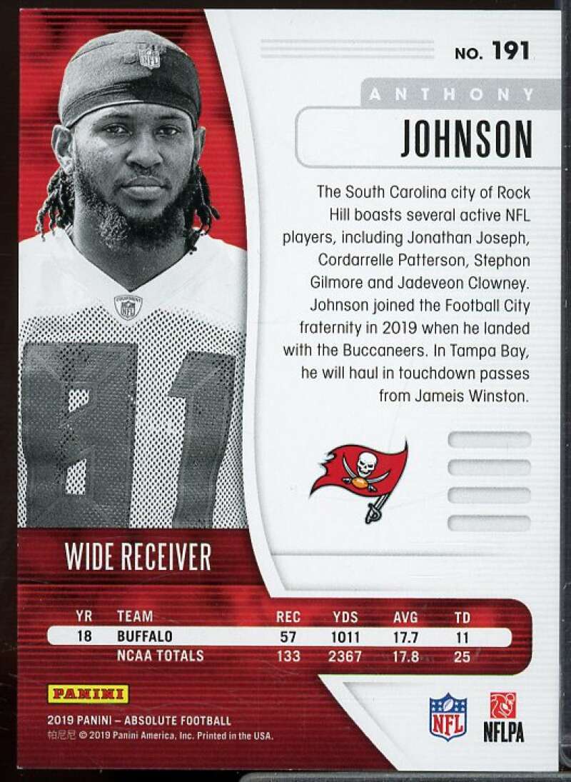 Anthony Johnson Rookie Card 2019 Absolute Spectrum Blue #191  Image 2