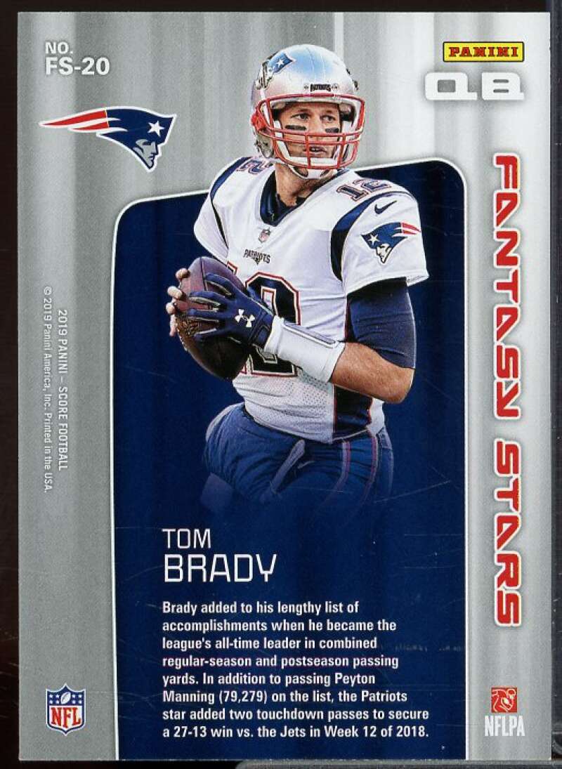 Tom Brady Card 2019 Score Fantasy Stars #20  Image 2