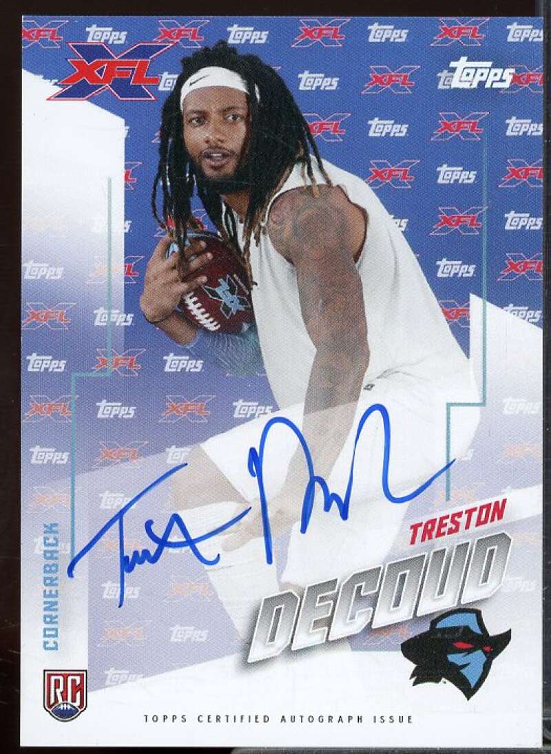 Treston Decoud Rookie Card 2020 Topps XFL Autographs #AU-TD  Image 1