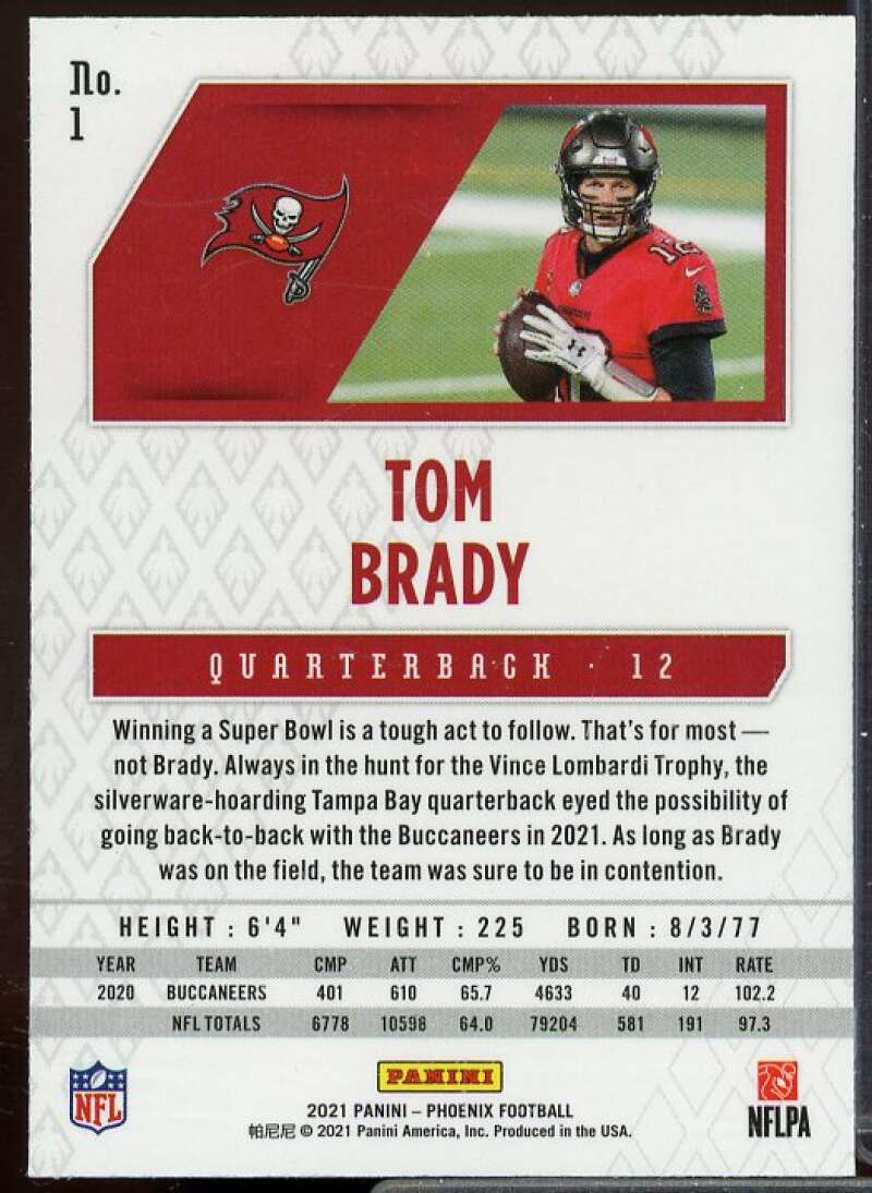 Tom Brady Card 2021 Panini Phoenix Fire Burst #1  Image 2