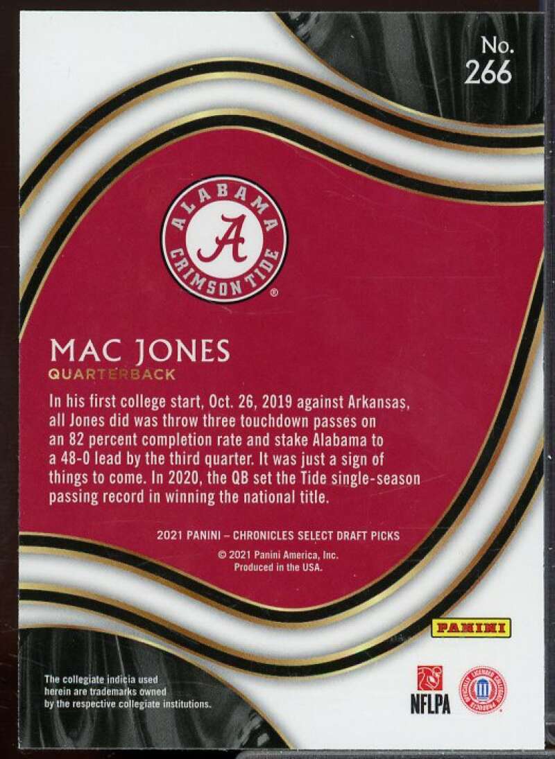 Mac Jones Rookie Card 2021 Panini Chronicles Draft Picks Select #266  Image 2
