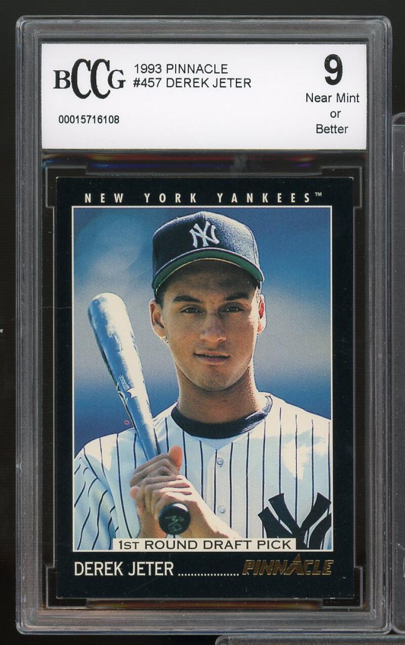 1993 Pinnacle #457 Derek Jeter Rookie Card BGS BCCG 9 Near Mint+ Image 1