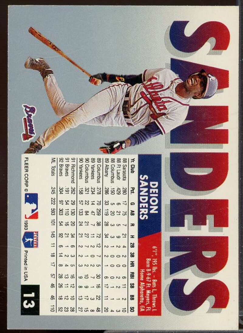 Deion Sanders Card 1993 Fleer #13  Image 2