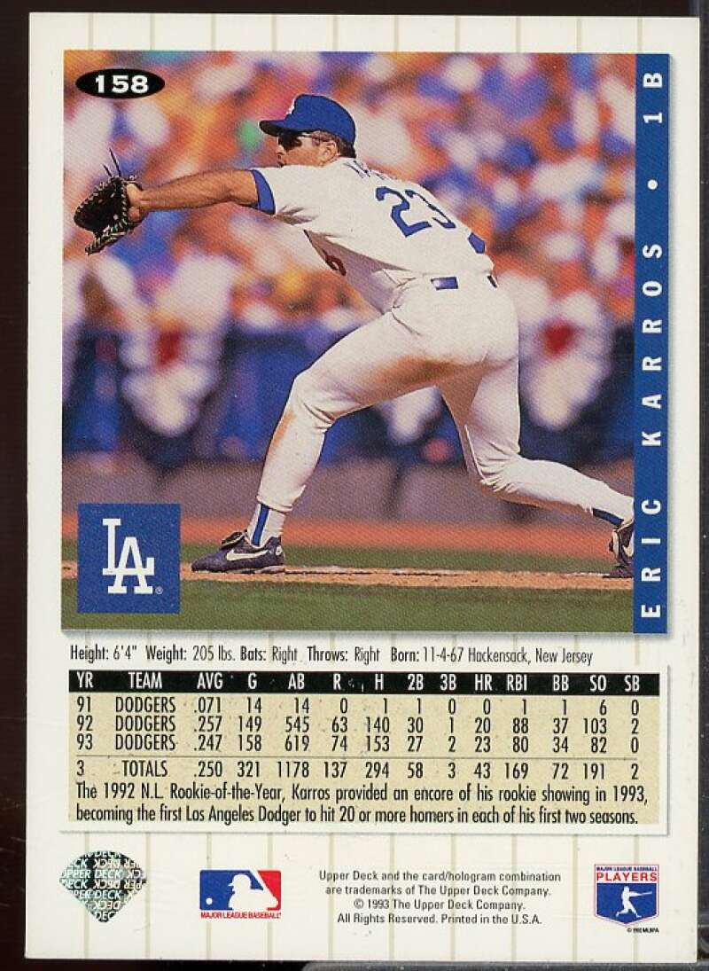 Eric Karros Card 1994 Collector's Choice Gold Signature #158  Image 2
