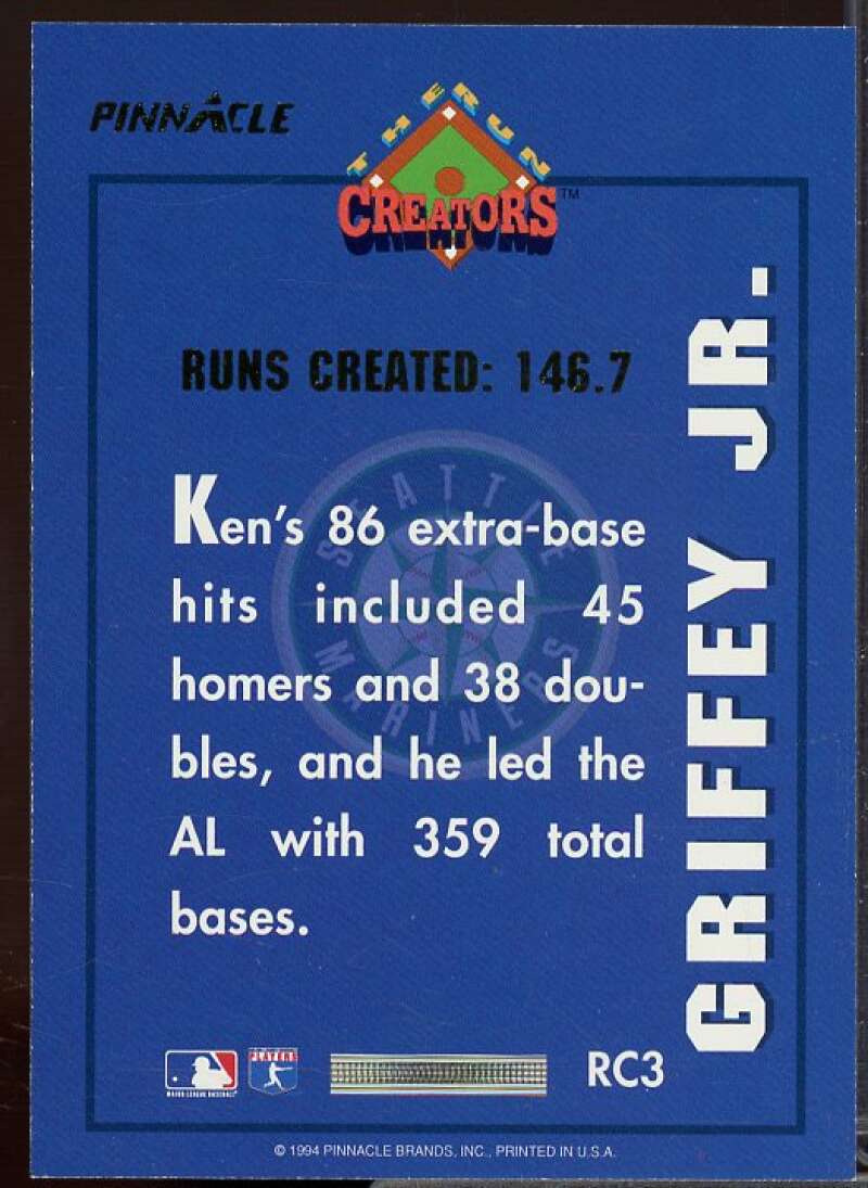 Ken Griffey Jr. Card 1994 Pinnacle Run Creators #RC3  Image 2