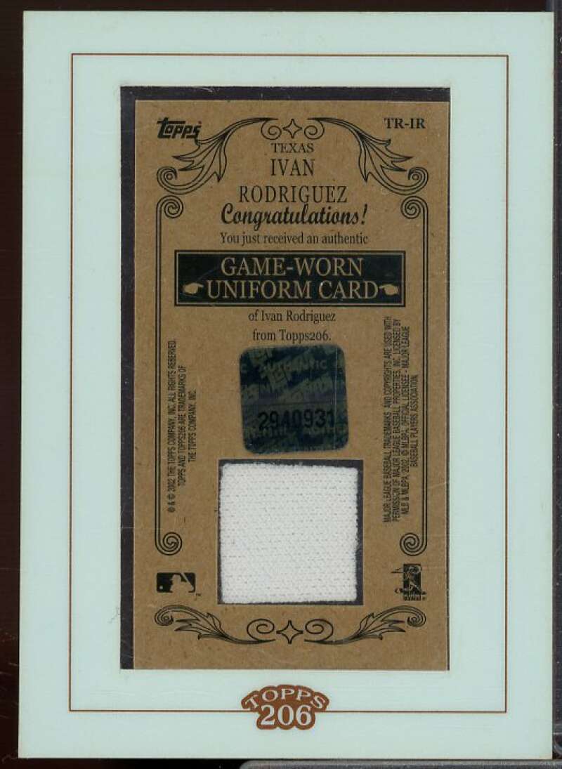 Ivan Rodriguez Uni A2 Card 2002 Topps 206 Relics #IR2  Image 2