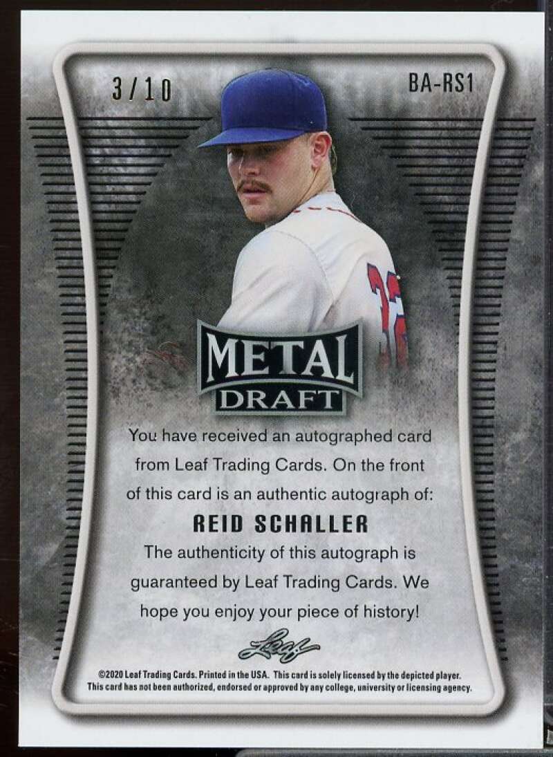 Reid Schaller Rookie Card 2020 Leaf Metal Draft Blue Mojo #BARS1  Image 2