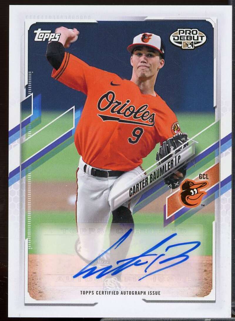 Carter Baumler Rookie Card 2021 Topps Pro Debut Autographs #PD74  Image 1