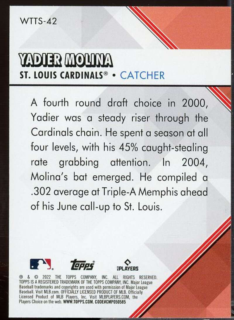 Yadier Molina Card 2022 Topps Welcome to the Show #WTTS42  Image 2