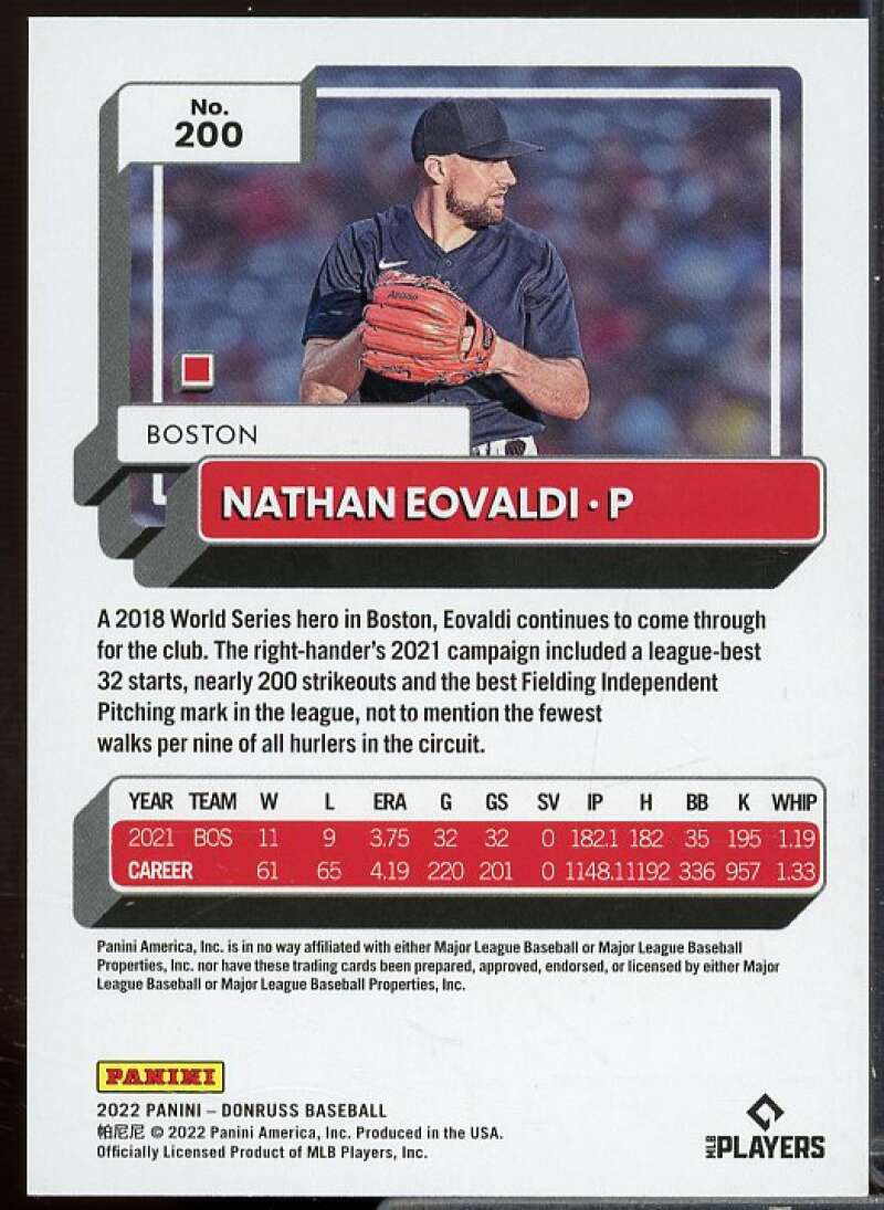 Nathan Eovaldi Card 2022 Donruss On Fire #200  Image 2