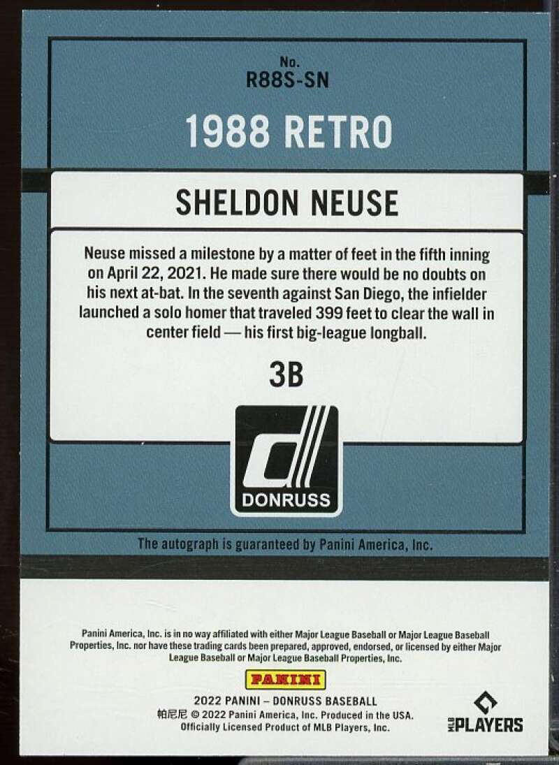 Sheldon Neuse Rookie Card 2022 Donruss Retro '88 Signatures #80  Image 2