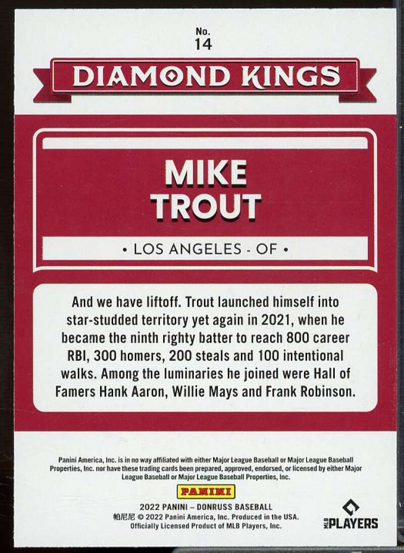 Mike Trout DK Card 2022 Donruss #14  Image 2
