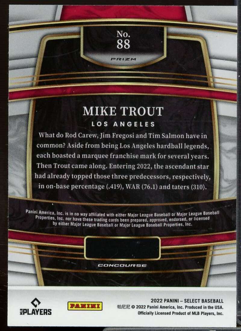 Mike Trout Card 2022 Select Scope Prizm #88  Image 2