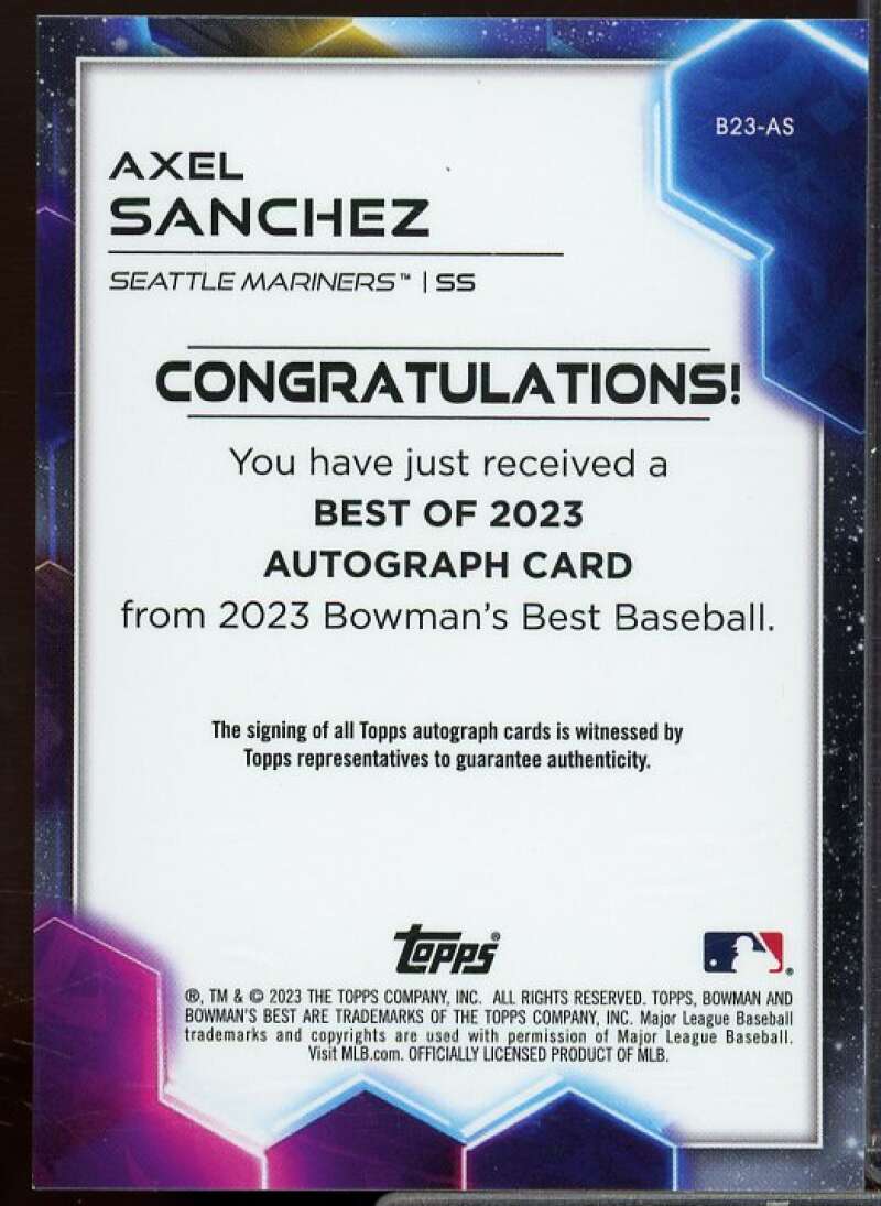 Axel Sanchez Rookie Card 2023 Bowman's Best Best of '23 Autographs #B23AS  Image 2