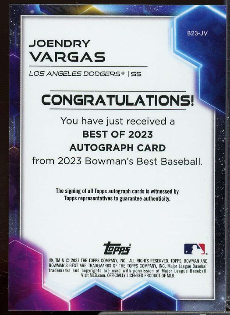 Joendry Vargas Rookie Card 2023 Bowman's Best Best of '23 Autographs #B23JV  Image 2