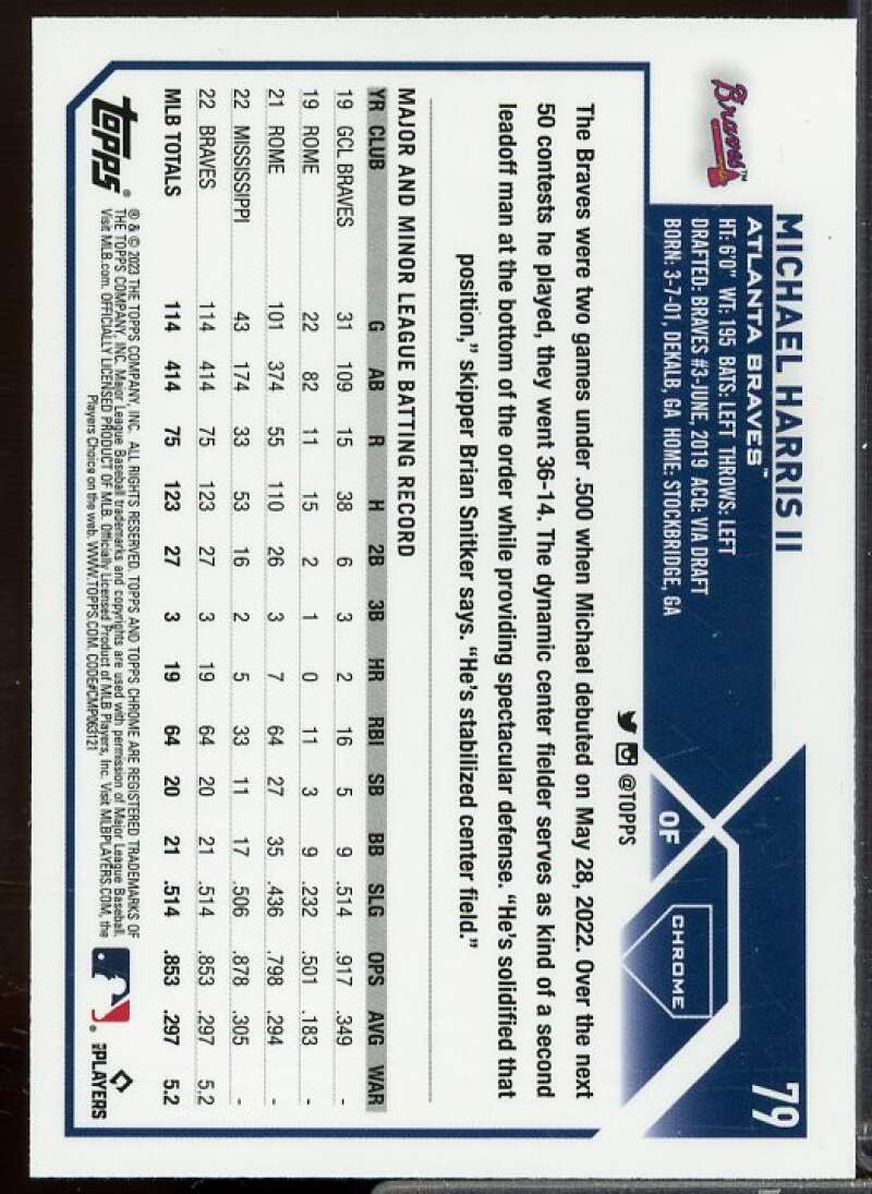 Michael Harris II Rookie Card 2023 Topps Chrome #79  Image 2