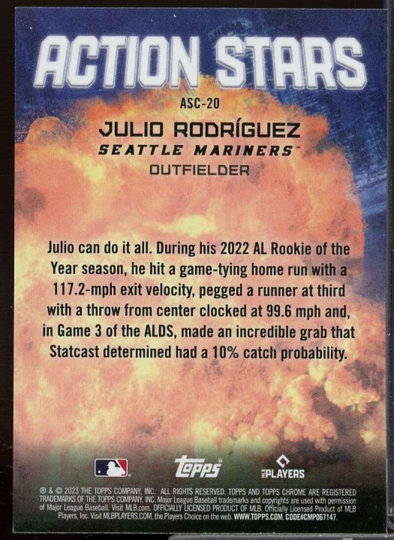 Julio Rodriguez Card 2023 Topps Chrome Update Action Stars #ASC20  Image 2