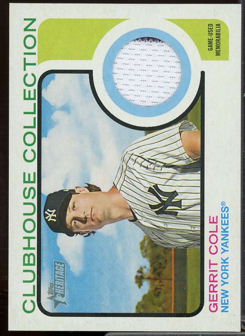 Gerrit Cole Card 2022 Topps Heritage Clubhouse Collection Relics #CCGC  Image 1