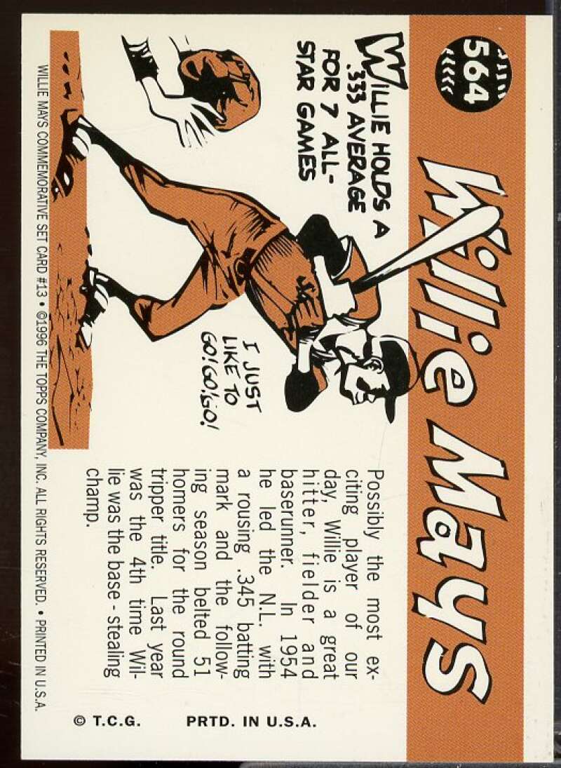 Willie Mays Card 1997 Topps Mays #13  Image 2