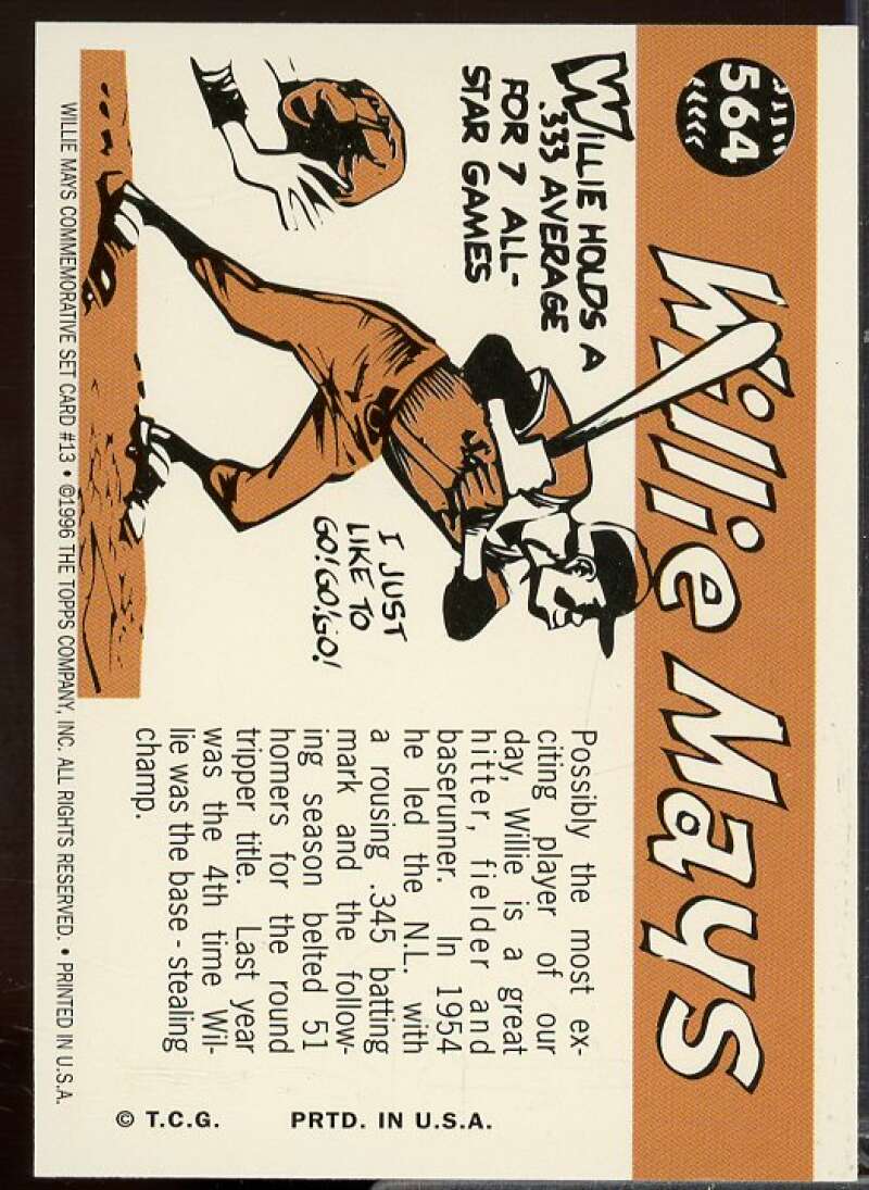 Willie Mays Card 1997 Topps Mays #13  Image 2