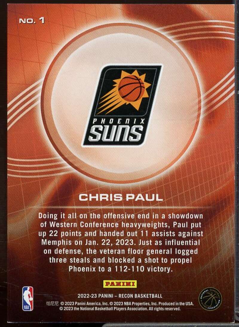 Chris Paul Card 2022-23 Panini Recon Holo Blue #1  Image 2