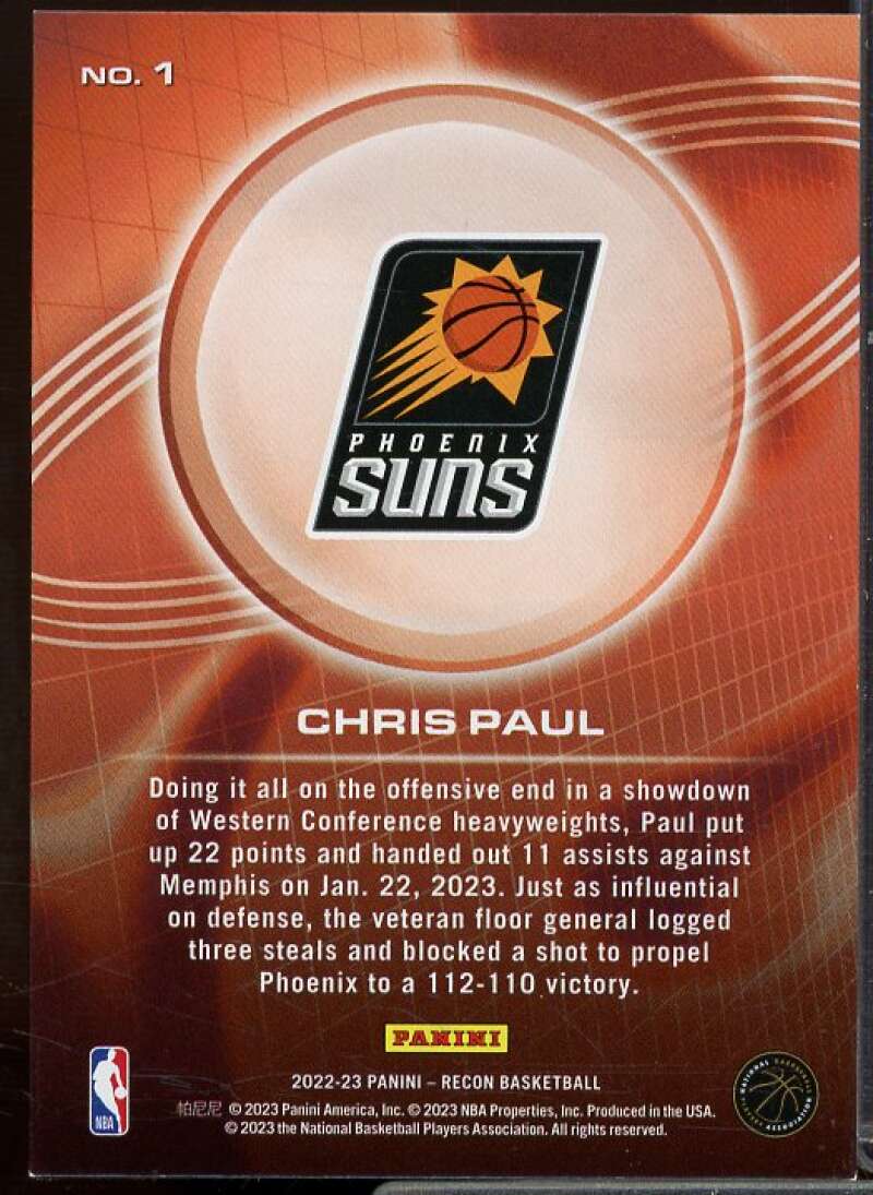Chris Paul Card 2022-23 Panini Recon Holo Red #1  Image 2