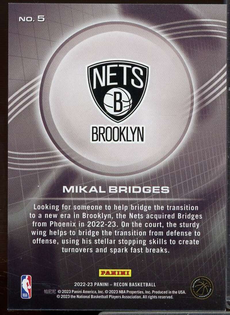 Mikal Bridges Card 2022-23 Panini Recon Holo Purple #5  Image 2