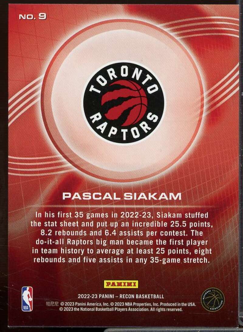 Pascal Siakam Card 2022-23 Panini Recon Holo Red #9  Image 2