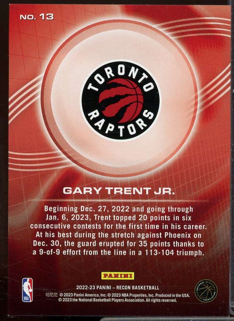 Gary Trent Jr. Card 2022-23 Panini Recon Holo Blue #13  Image 2