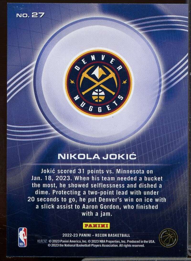 Nikola Jokic Card 2022-23 Panini Recon Holo Purple #27  Image 2