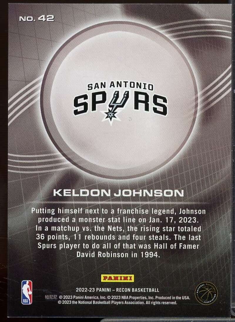 Keldon Johnson Card 2022-23 Panini Recon Holo Red #42  Image 2