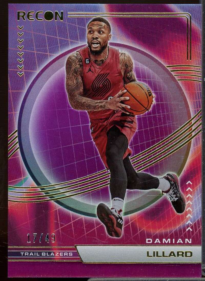 Damian Lillard Card 2022-23 Panini Recon Holo Purple #70  Image 1