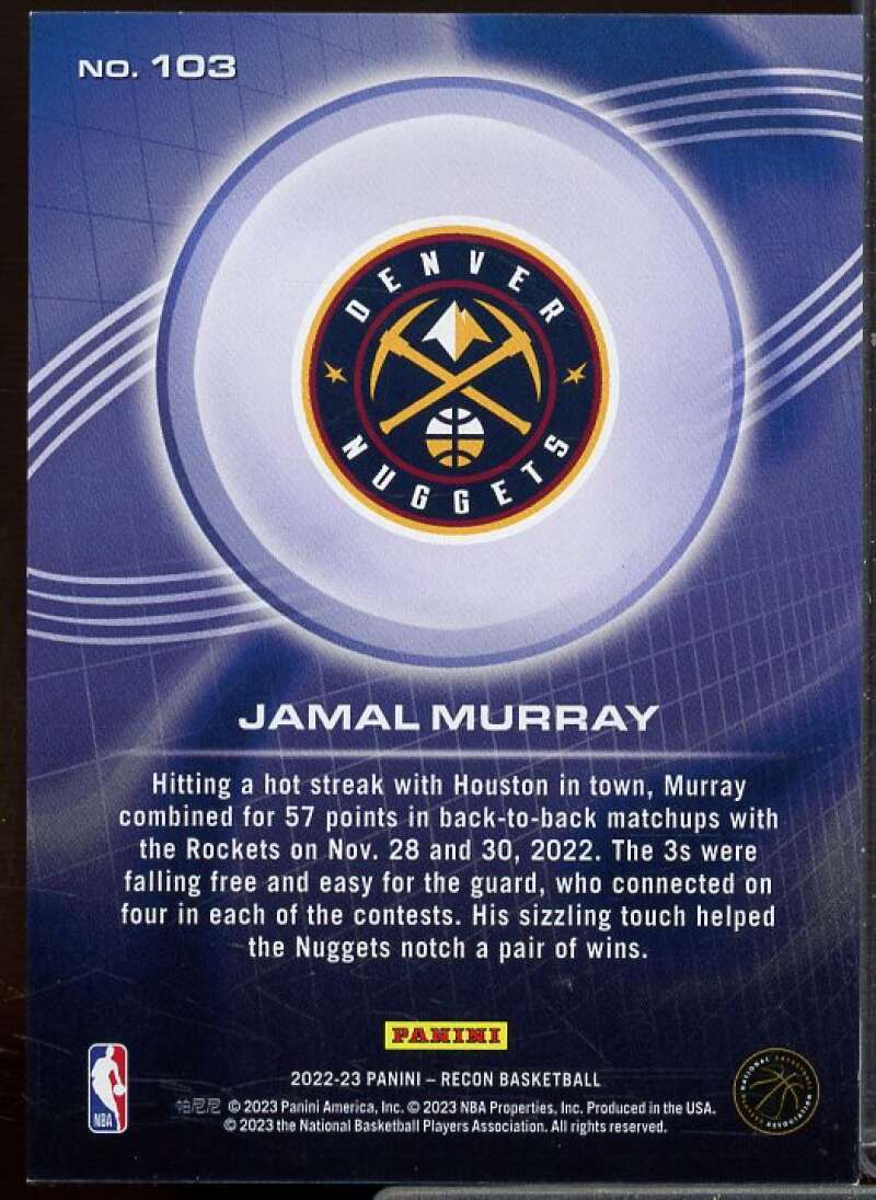 Jamal Murray Card 2022-23 Panini Recon Holo Bronze #103  Image 2