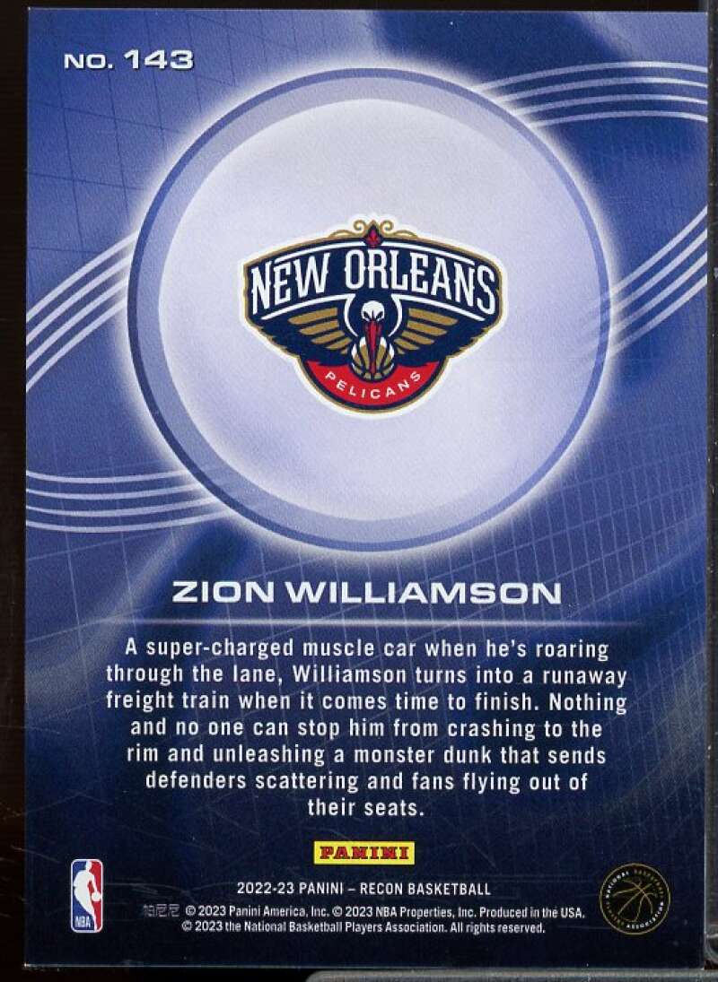 Zion Williamson Card 2022-23 Panini Recon Holo Blue #143  Image 2