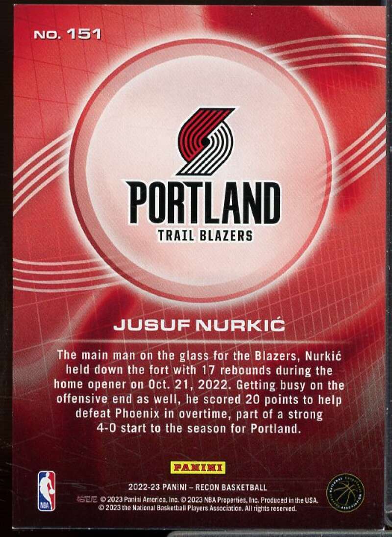 Jusuf Nurkic Card 2022-23 Panini Recon Holo Blue #151  Image 2