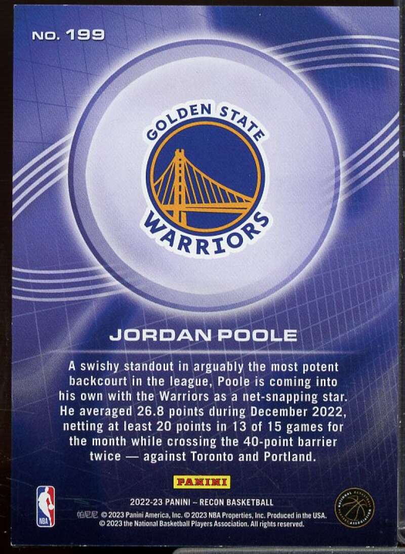 Jordan Poole Card 2022-23 Panini Recon Holo Red #199  Image 2