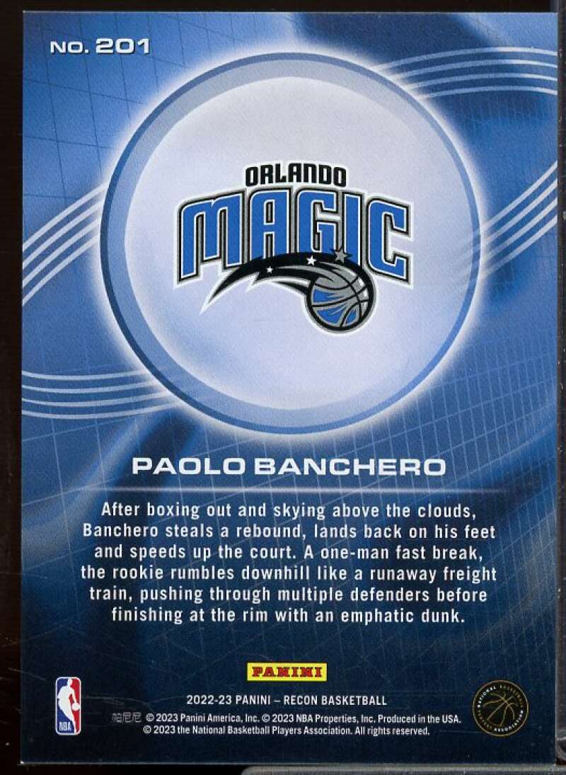 Paolo Banchero Rookie Card 2022-23 Panini Recon Holo Red #201  Image 2