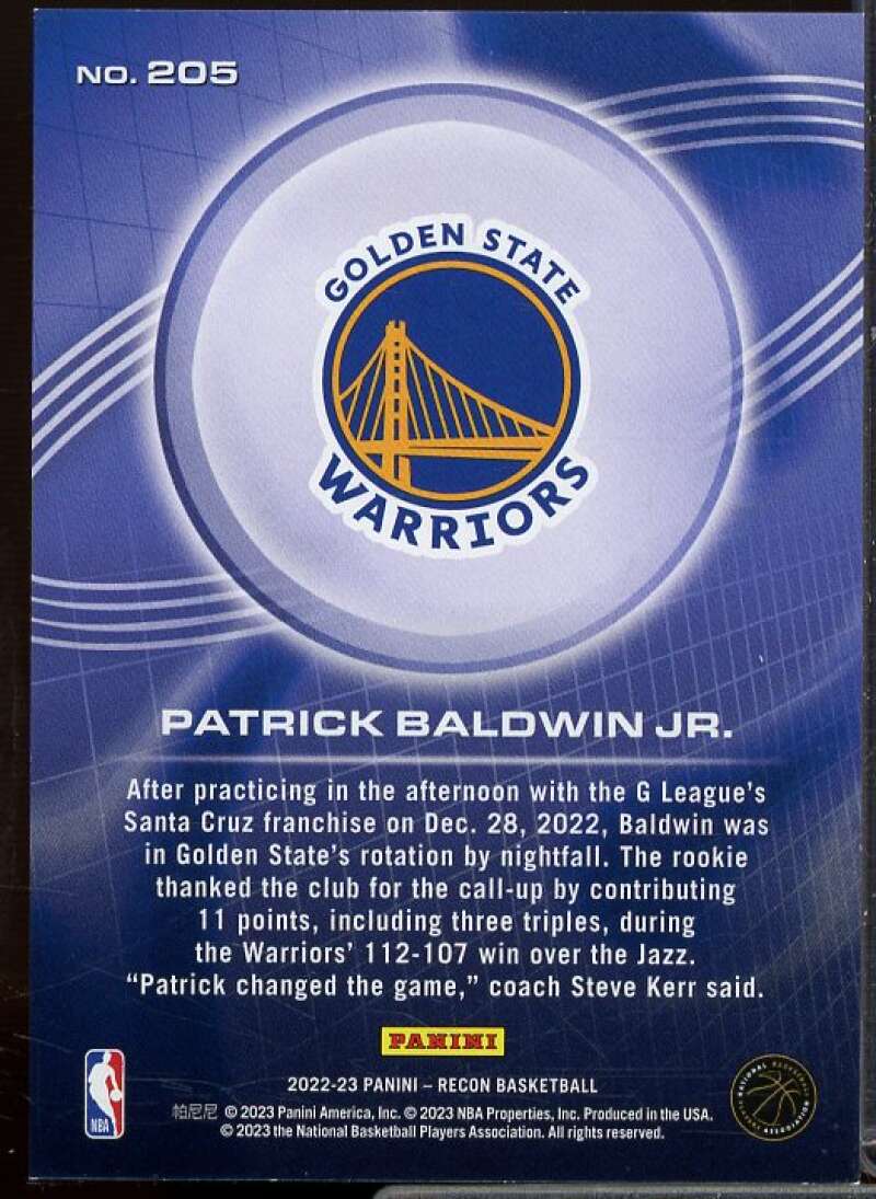 Patrick Baldwin Jr. Rookie Card 2022-23 Panini Recon Holo Bronze #205  Image 2